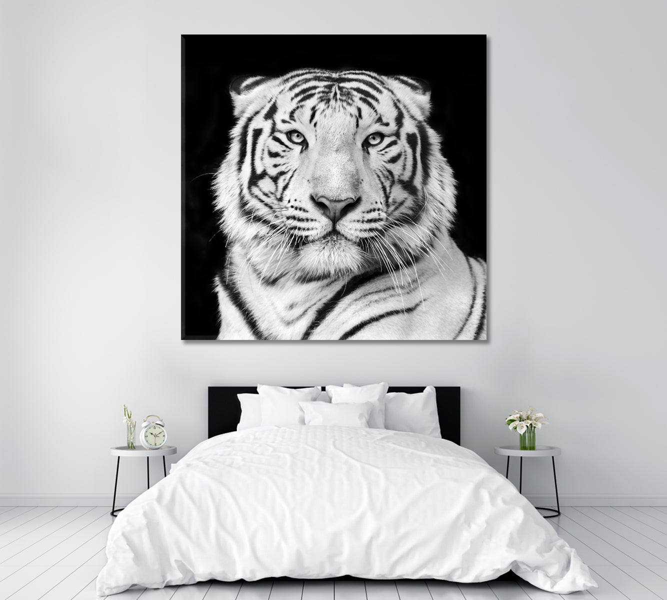 White Bengal Tiger Canvas Print ArtLexy 1 Panel 12"x12" inches 