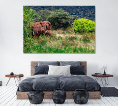 Elephants in Kenya Canvas Print ArtLexy 1 Panel 24"x16" inches 