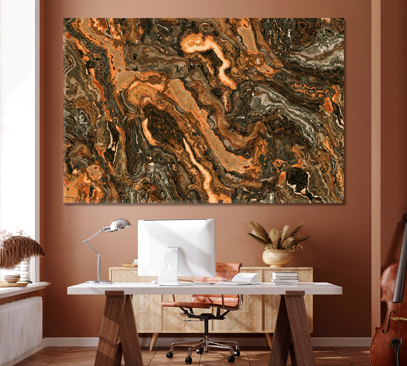 Natural Brown Marble Canvas Print ArtLexy 1 Panel 24"x16" inches 