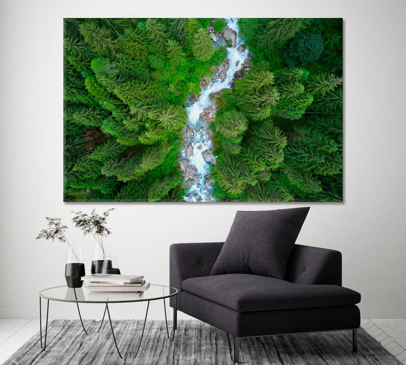Mountain River in Italian Alps Canvas Print ArtLexy 1 Panel 24"x16" inches 