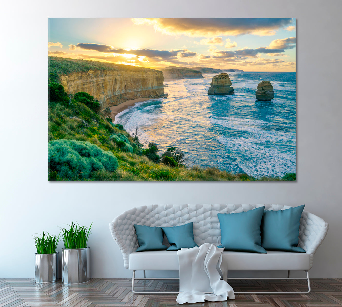 Gibson Steps on Great Ocean Road Australia Canvas Print ArtLexy 1 Panel 24"x16" inches 