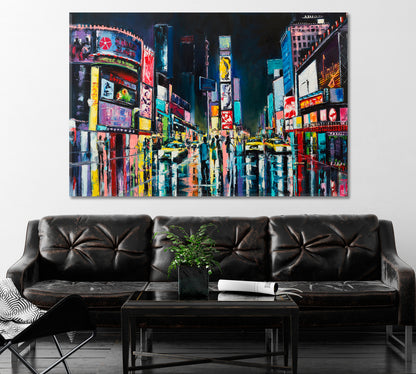 Abstract Times Square New York Canvas Print ArtLexy 1 Panel 24"x16" inches 