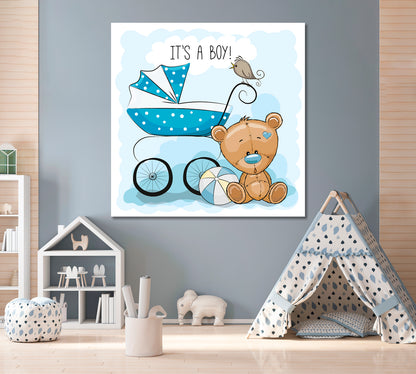 Baby Carriage and Teddy Bear Canvas Print ArtLexy   