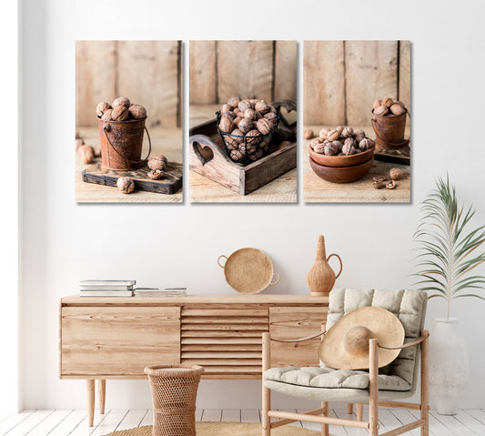 Set of 3 Walnuts Canvas Print ArtLexy 3 Panels 48”x24” inches 