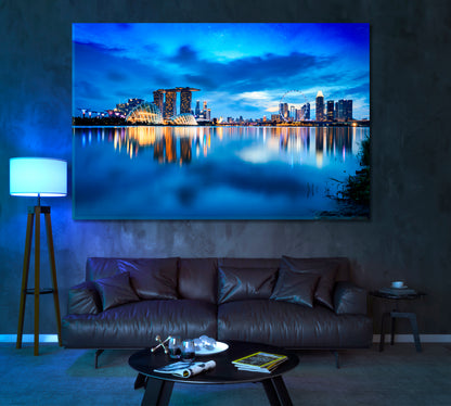 Singapore at Dusk Canvas Print ArtLexy 1 Panel 24"x16" inches 