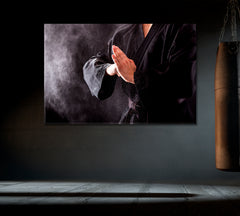 Karate Fighter Hands Canvas Print ArtLexy 1 Panel 24"x16" inches 