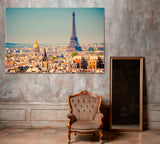 Eiffel Tower Paris France Canvas Print ArtLexy 1 Panel 24"x16" inches 