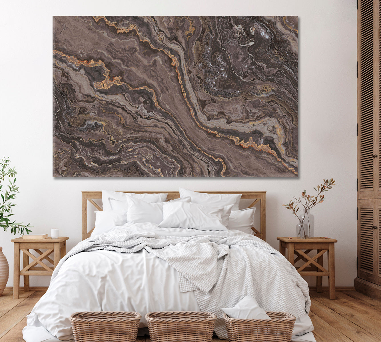 Beautiful Brown Marble with Veins Canvas Print ArtLexy 1 Panel 24"x16" inches 