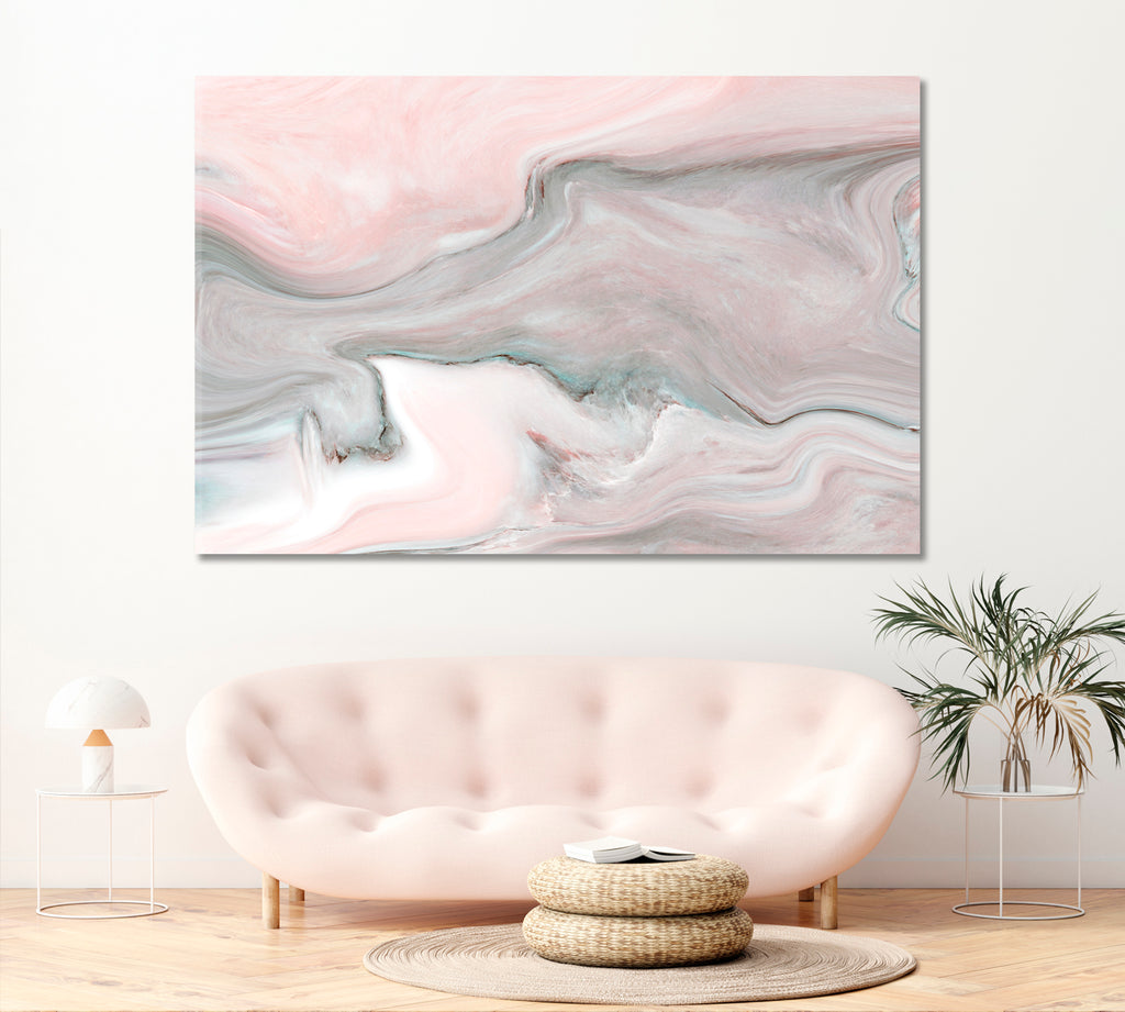 Abstract Pink Wavy Marble Canvas Print ArtLexy 1 Panel 24"x16" inches 