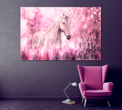 Wild White Horse Canvas Print ArtLexy 1 Panel 24"x16" inches 