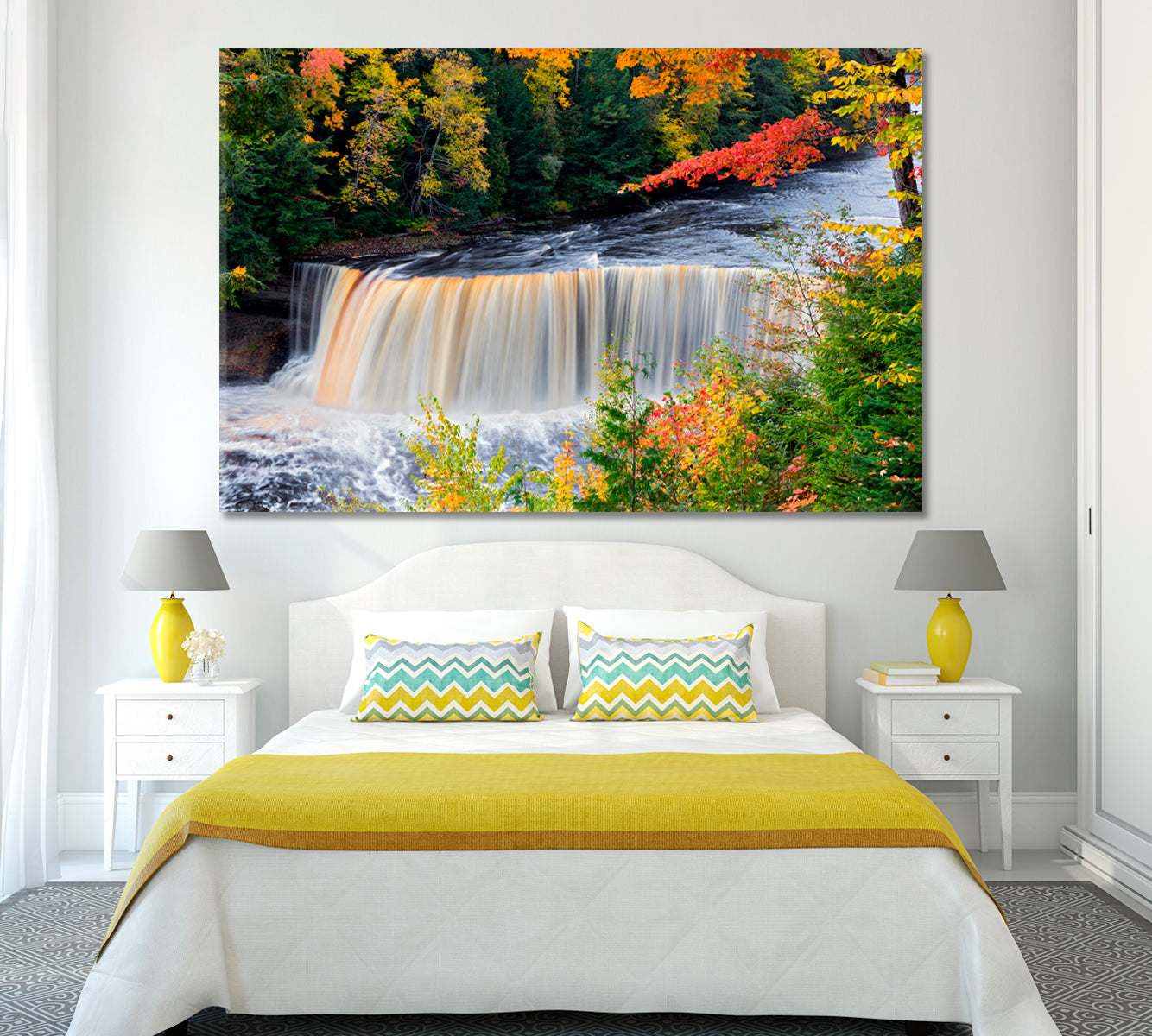 Tahquamenon Falls in Autumn Canvas Print ArtLexy 1 Panel 24"x16" inches 