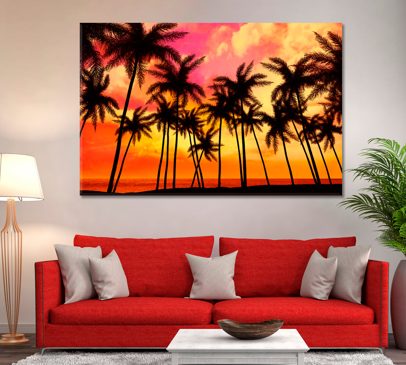 Palms at Sunset Canvas Print ArtLexy 1 Panel 24"x16" inches 