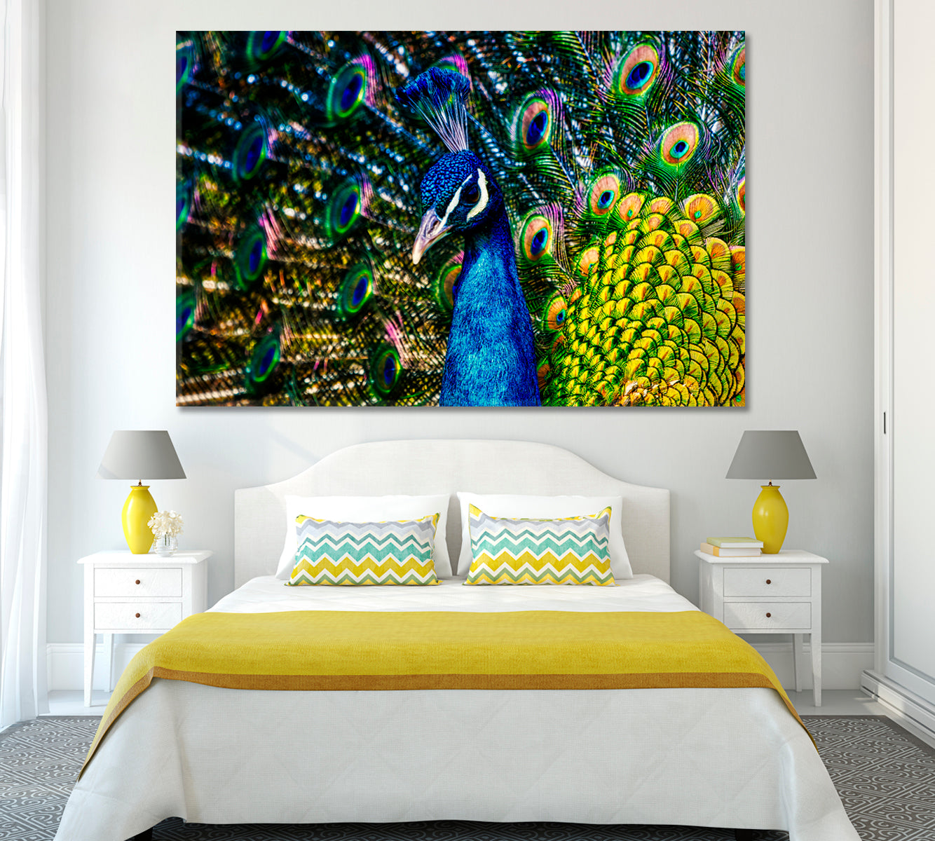 Peacock with Open Tail Canvas Print ArtLexy 1 Panel 24"x16" inches 