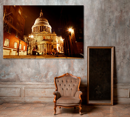 St Paul's Cathedral at Night London Canvas Print ArtLexy 1 Panel 24"x16" inches 