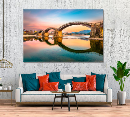 Kintai Bridge Over Nishiki River Japan Canvas Print ArtLexy 1 Panel 24"x16" inches 
