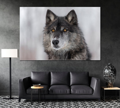 Grey Wolf Portrait Canvas Print ArtLexy 1 Panel 24"x16" inches 