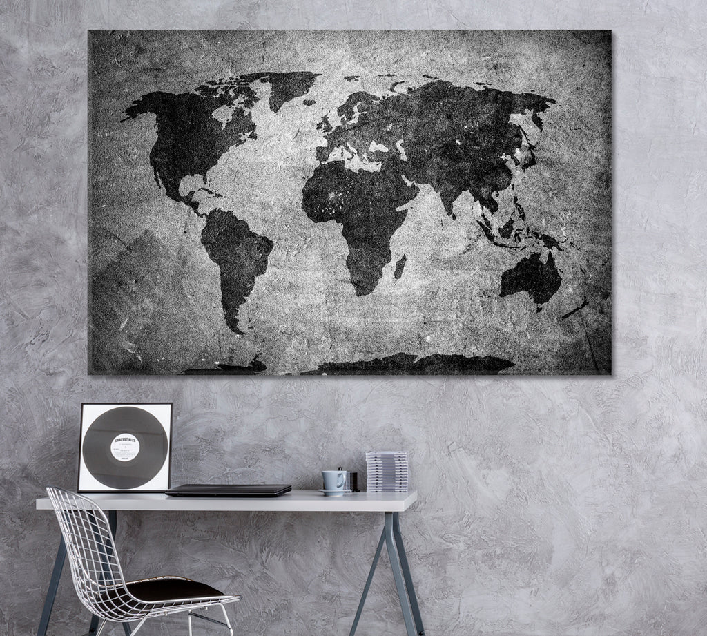Retro World Map Canvas Print ArtLexy 1 Panel 24"x16" inches 