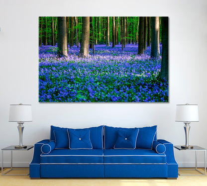 Bluebells in Forest Hallerbos Belgium Canvas Print ArtLexy 1 Panel 24"x16" inches 