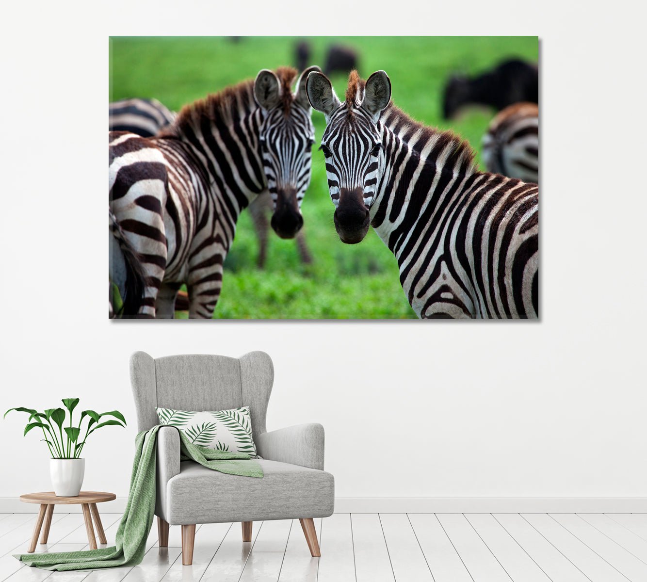 Zebras in Serengeti National Park Tanzania Canvas Print ArtLexy 1 Panel 24"x16" inches 