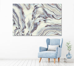White Marble Pattern with Curly Veins Canvas Print ArtLexy 1 Panel 24"x16" inches 