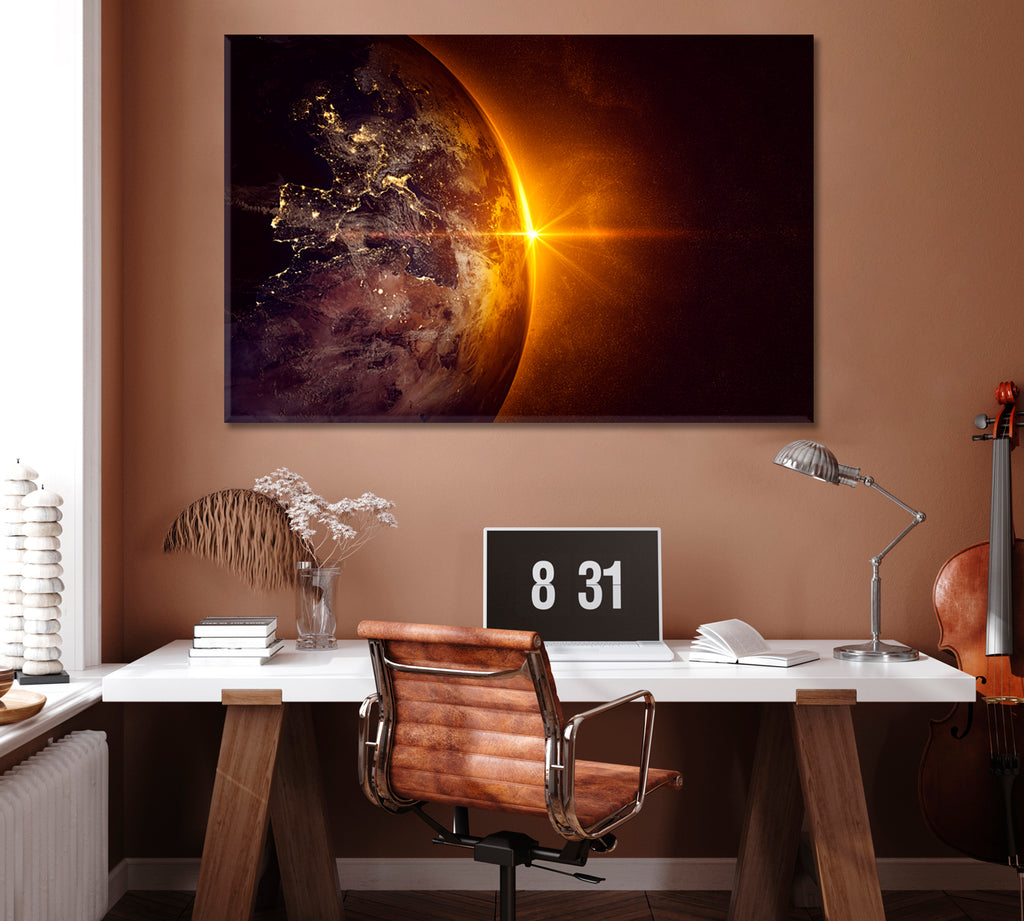 Sunrise in Space Canvas Print ArtLexy 1 Panel 24"x16" inches 