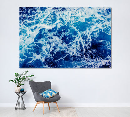 Blue Sea Waves Canvas Print ArtLexy 1 Panel 24"x16" inches 