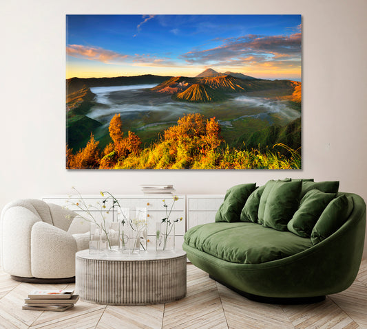 Sunrise on Mount Bromo in East Java Indonesia Canvas Print ArtLexy 1 Panel 24"x16" inches 