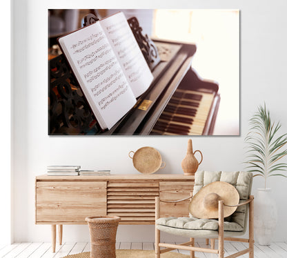 Music Sheets on Piano Canvas Print ArtLexy 1 Panel 24"x16" inches 