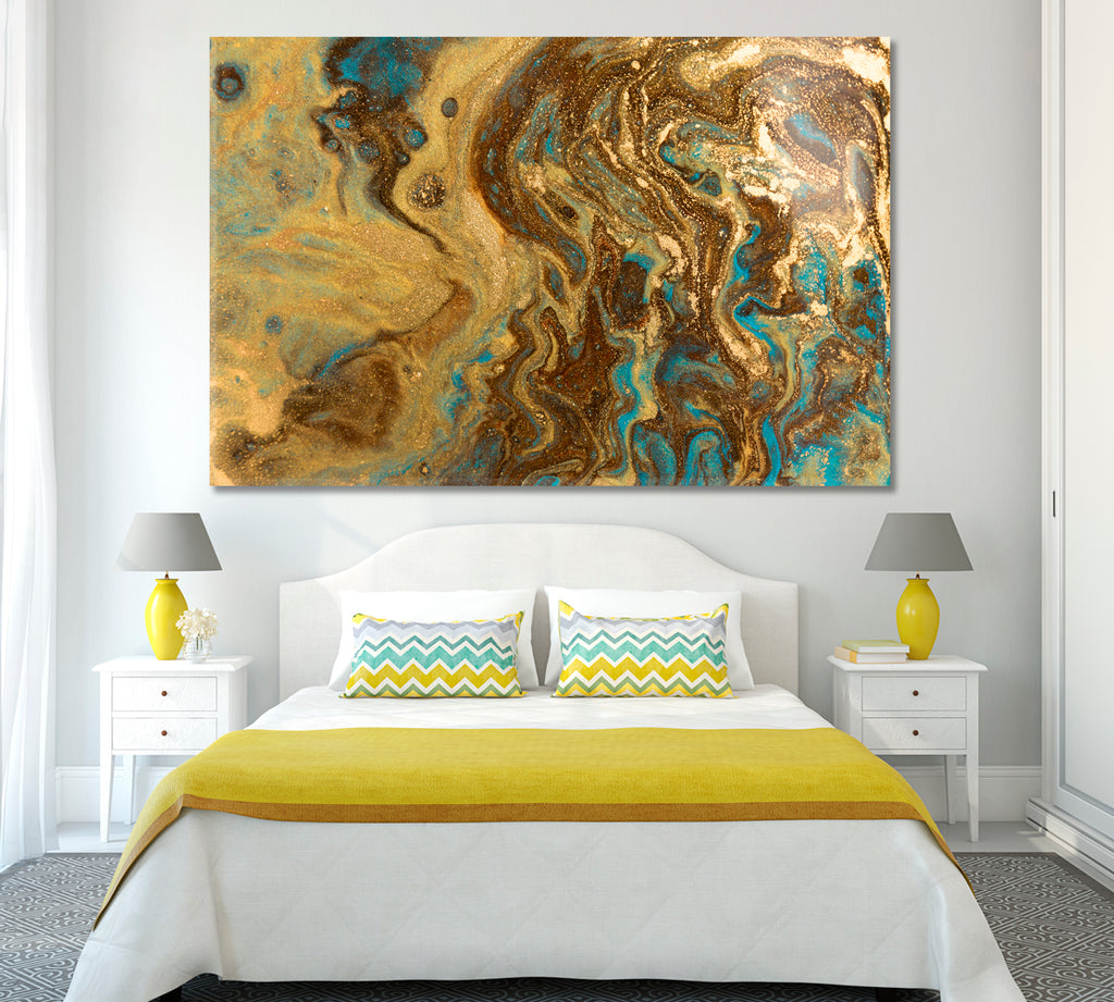 Abstract Gold Marble Swirl Canvas Print ArtLexy 1 Panel 24"x16" inches 