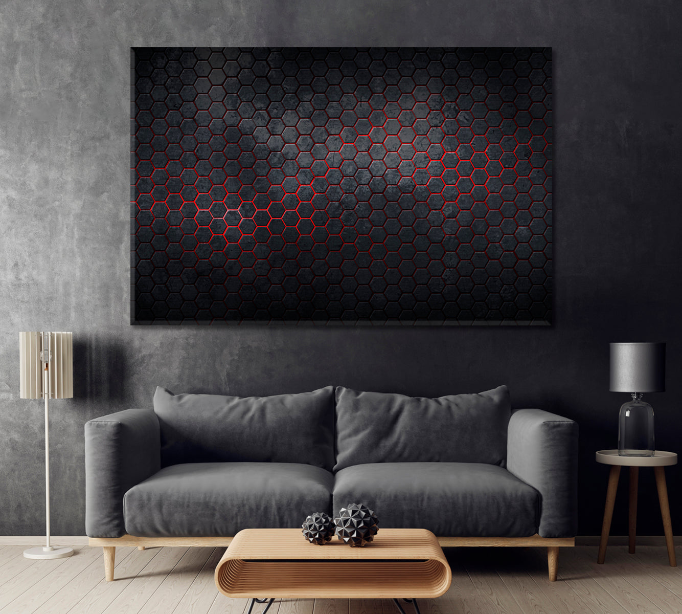 Abstract Graphite Hexagon Canvas Print ArtLexy   
