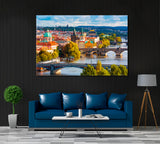 Bridges over Vltava River Prague Canvas Print ArtLexy 1 Panel 24"x16" inches 