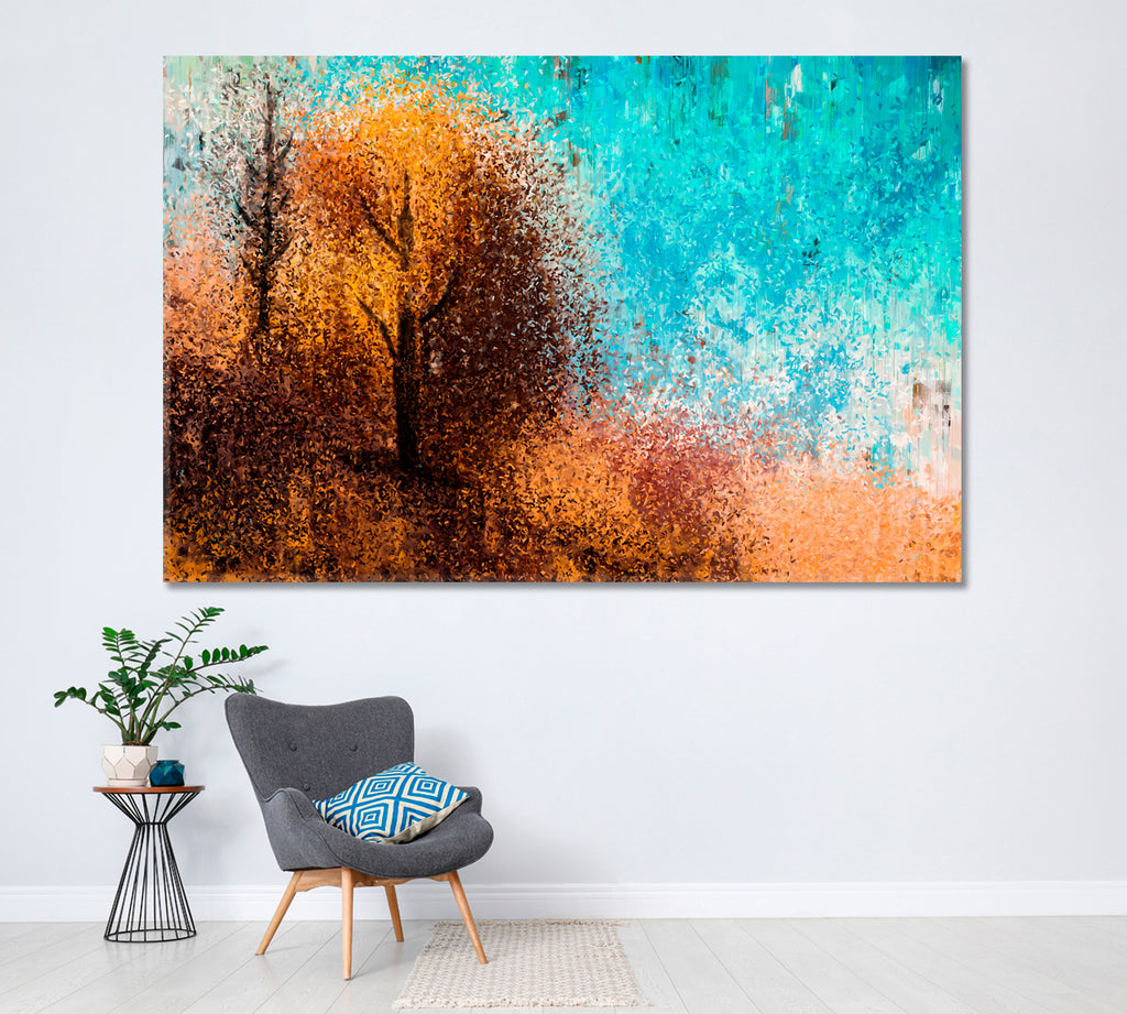 Abstract Autumn Trees Canvas Print ArtLexy 1 Panel 24"x16" inches 