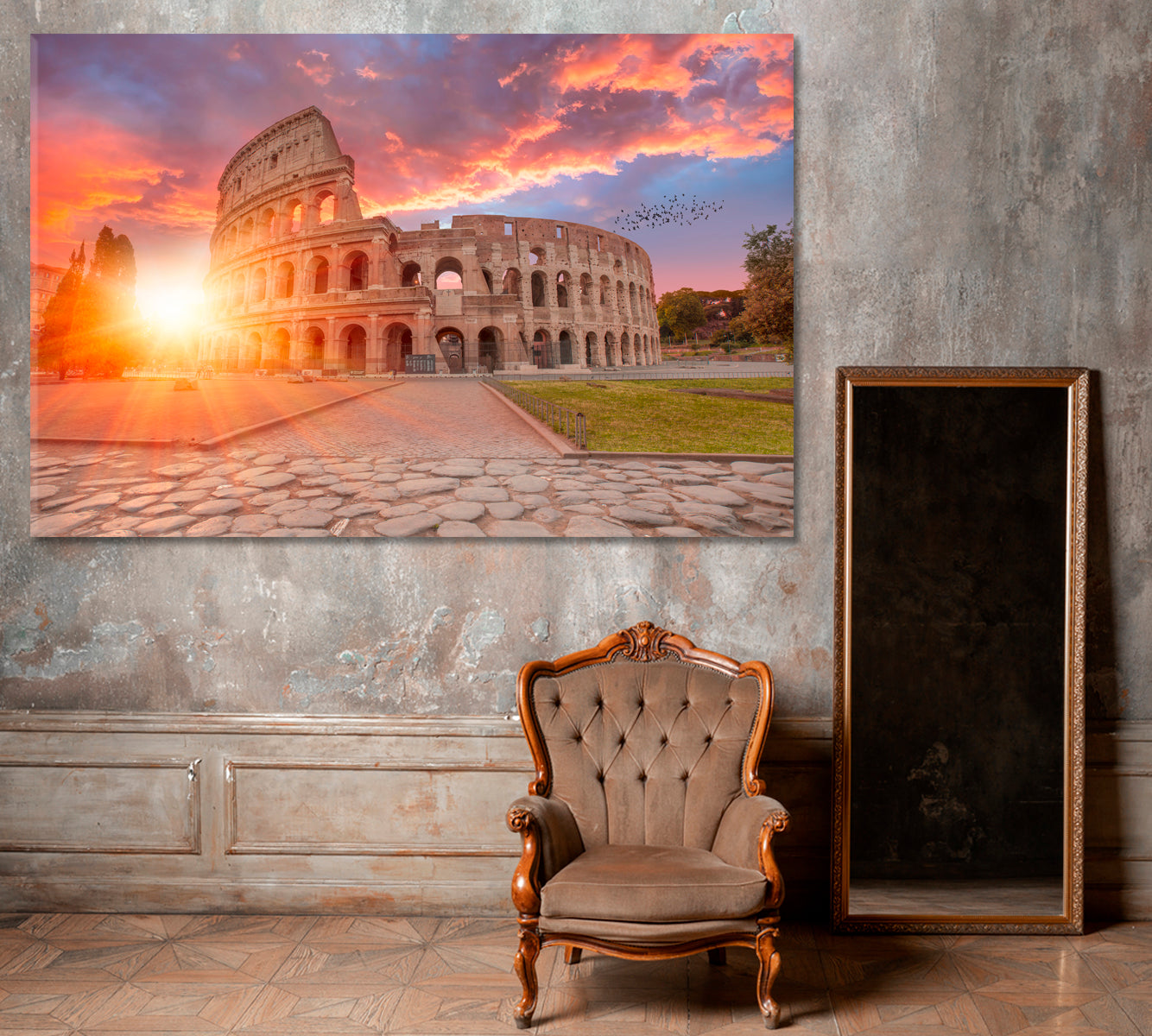 Colosseum Amphitheater Rome Italy Canvas Print ArtLexy 1 Panel 24"x16" inches 