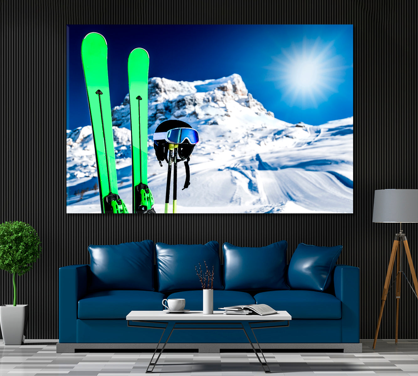 Skis in Snow Canvas Print ArtLexy 1 Panel 24"x16" inches 