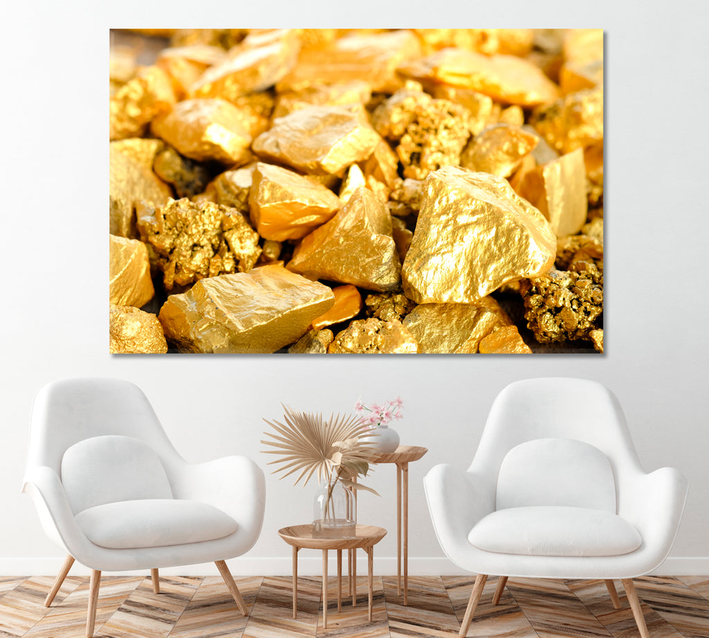 Gold Pieces Canvas Print ArtLexy 1 Panel 24"x16" inches 