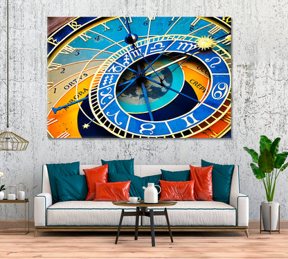Prague Astronomical Clock Canvas Print ArtLexy 1 Panel 24"x16" inches 