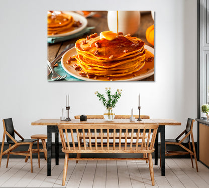 Pumpkin Pancakes with Maple Syrup Canvas Print ArtLexy   