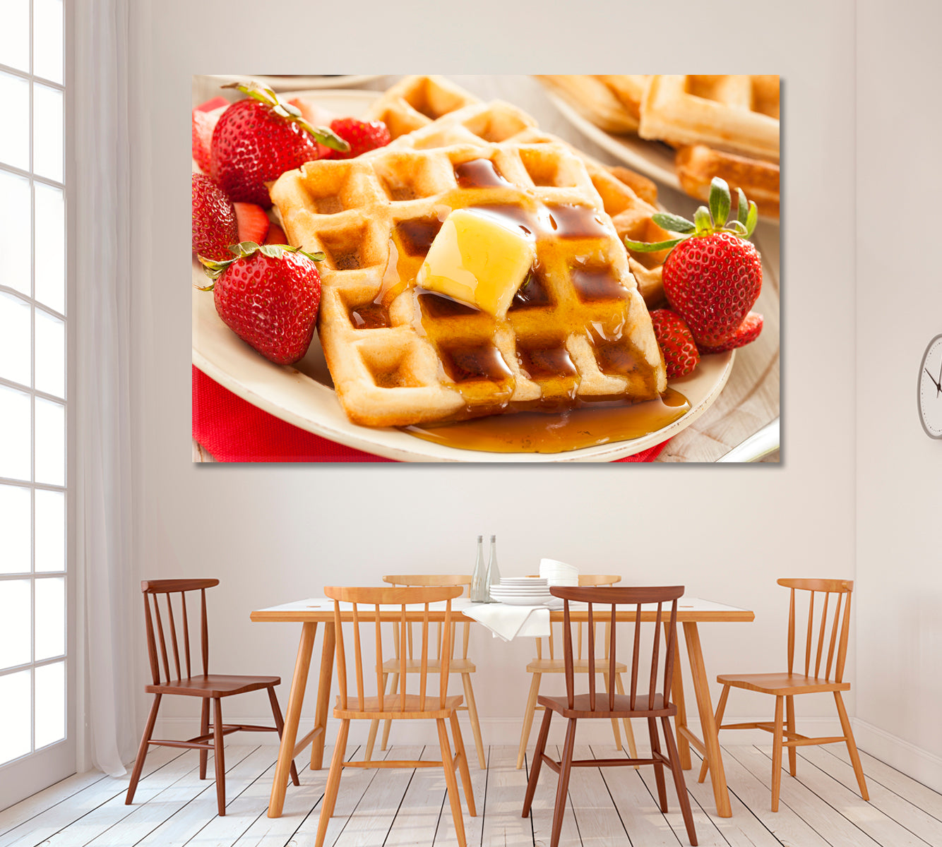 Belgian Waffles with Strawberries and Maple Syrup Canvas Print ArtLexy   