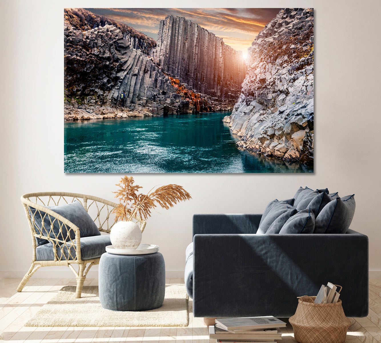 Studlagil Canyon Nature Landscape of Iceland Canvas Print ArtLexy 1 Panel 24"x16" inches 