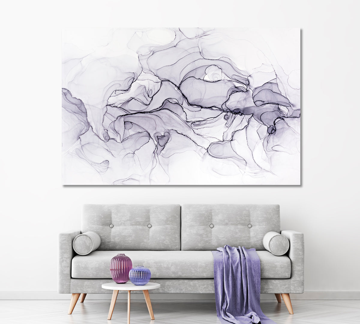 Minimalist Marble Swirls Canvas Print ArtLexy 1 Panel 24"x16" inches 