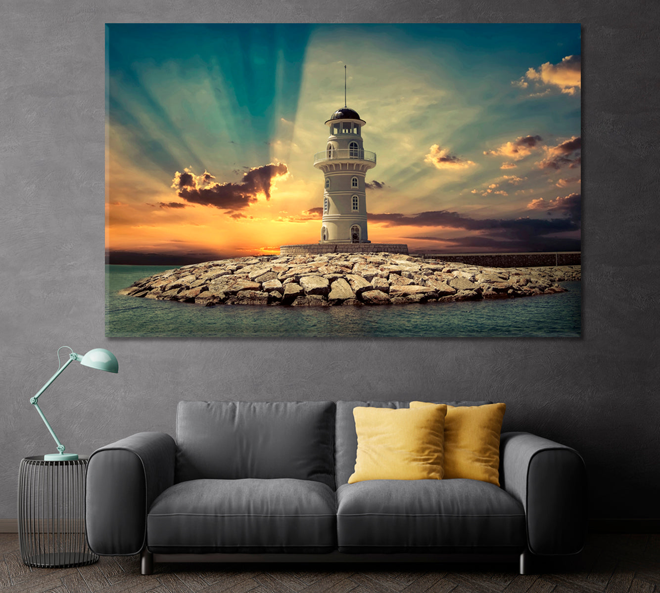 Beautiful Lighthouse Port Alanya Turkey Canvas Print ArtLexy 1 Panel 24"x16" inches 