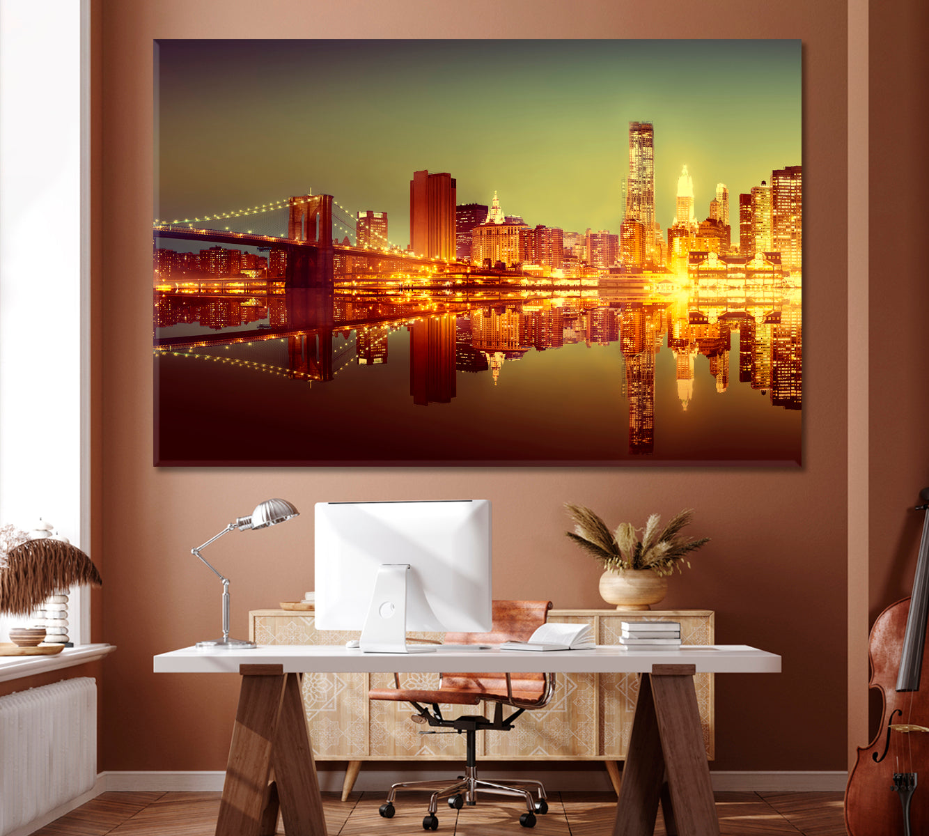 New York City Lights Canvas Print ArtLexy 1 Panel 24"x16" inches 