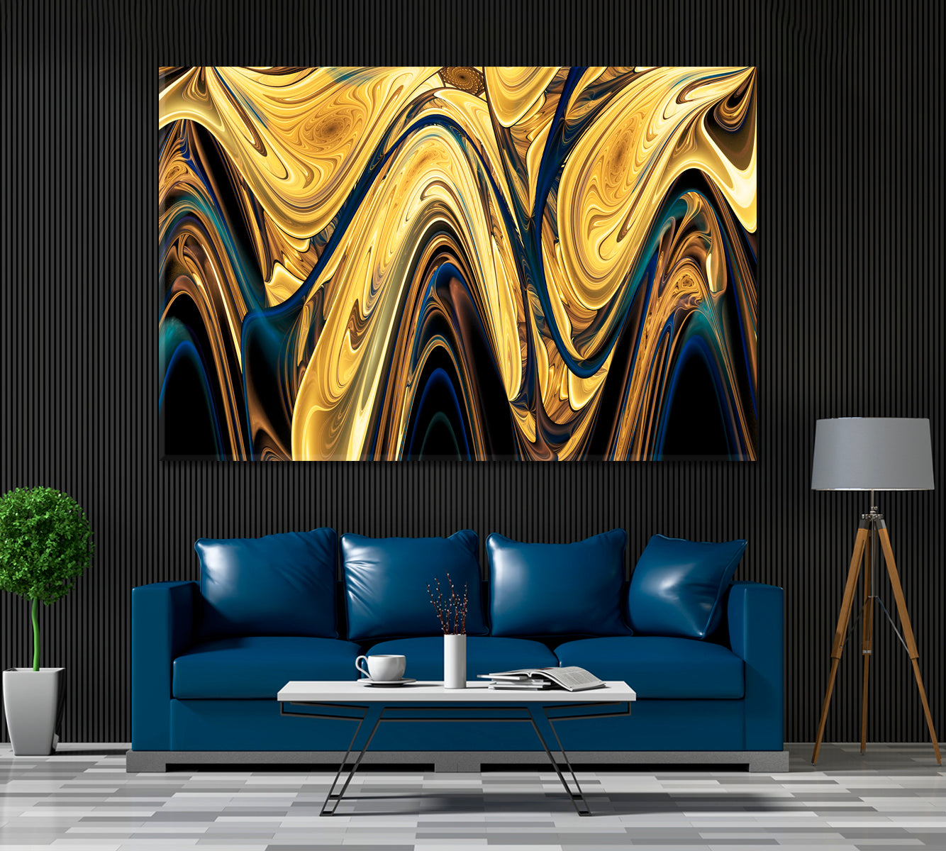 Abstract Swirl Gold Pattern Canvas Print ArtLexy 1 Panel 24"x16" inches 