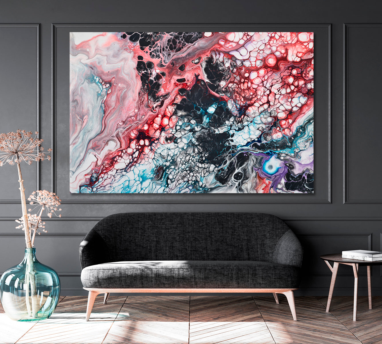 Abstract Mixing Paints Marble Fluid Art Canvas Print ArtLexy 1 Panel 24"x16" inches 