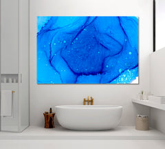 Abstract Blue Watercolor Splashes and Drops Canvas Print ArtLexy 1 Panel 24"x16" inches 