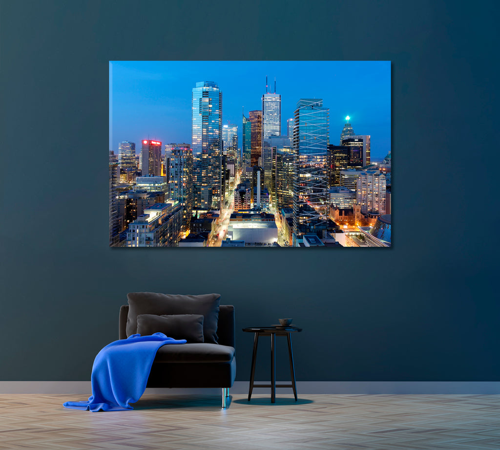 Toronto Canada Night City Skyline Canvas Print ArtLexy 1 Panel 24"x16" inches 