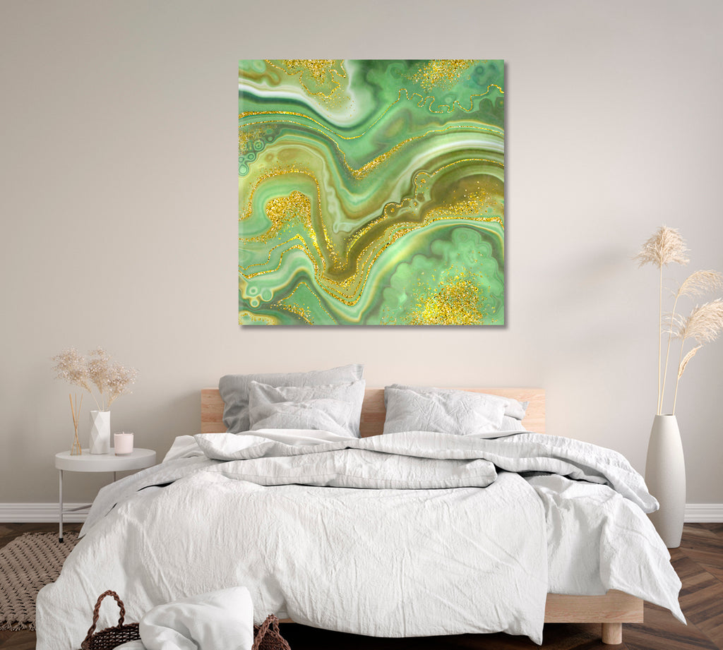 Abstract Green Marble with Gold Veins Canvas Print ArtLexy   