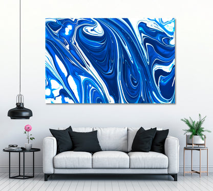 Blue White Marble Waves Canvas Print ArtLexy 1 Panel 24"x16" inches 