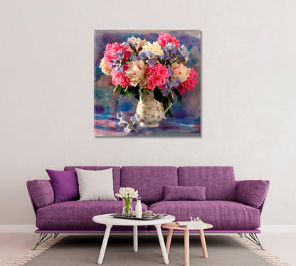 Still Life Irises and Peonies Flowers Canvas Print ArtLexy   
