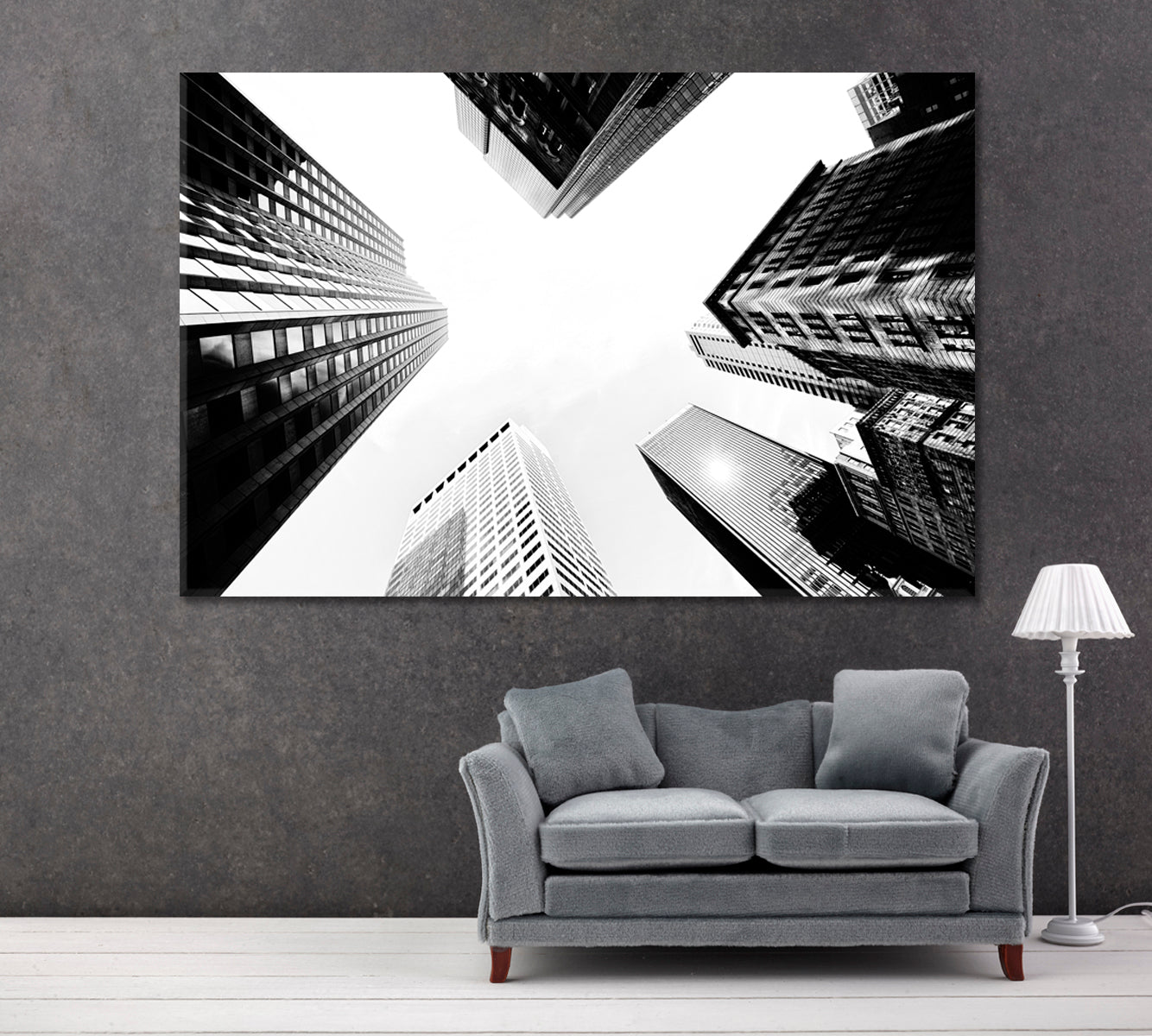 Skyscrapers in Black and White Canvas Print ArtLexy 1 Panel 24"x16" inches 